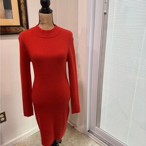Michael Kors Orange Long Sleeve Knit Dress